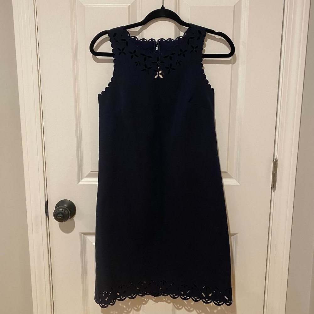 J. Crew Navy Scalloped Cutout‎ Sleeveless Dress - Size 2